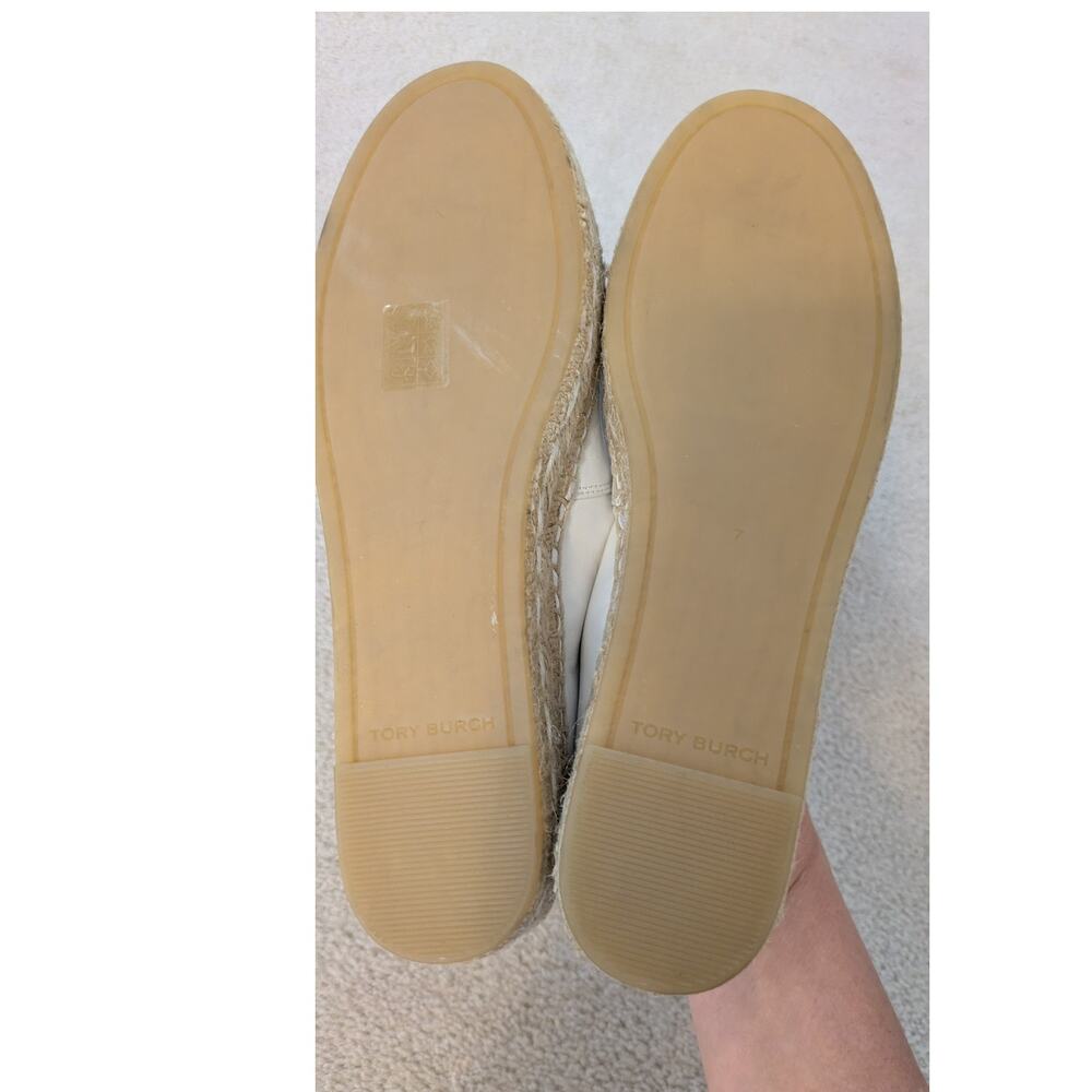 Tory Burch "Ines" Tumbled Leather Platform Espadrilles - Picture 5 of 9